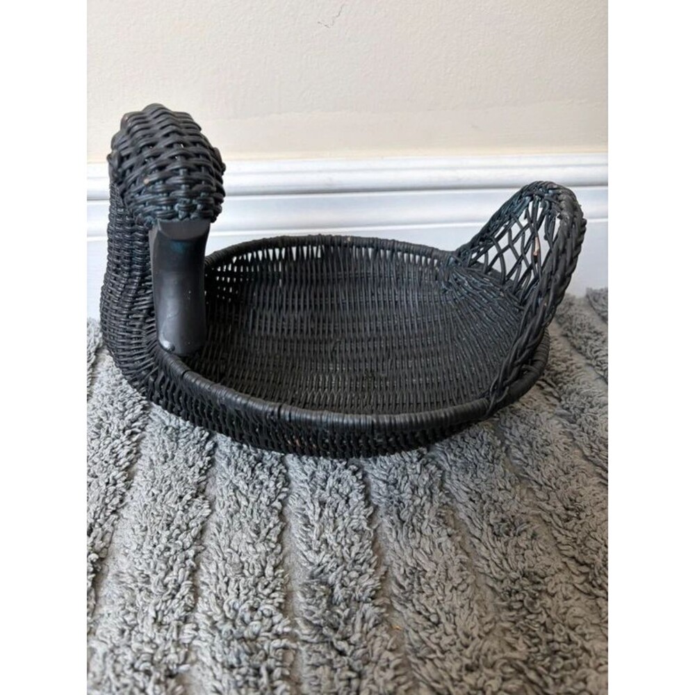 Vintage black swan fruit basket